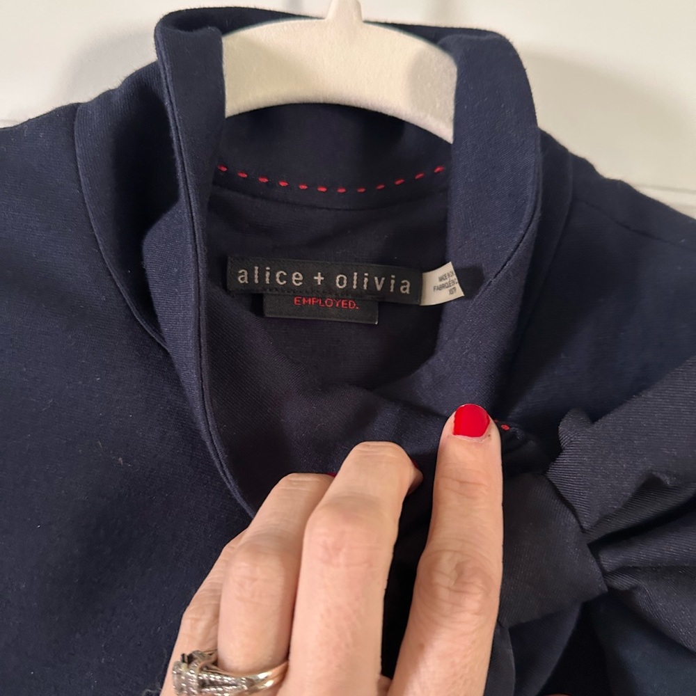Alice + Olivia Black Navy Blazer with Bow Detail - Picture 4 of 16